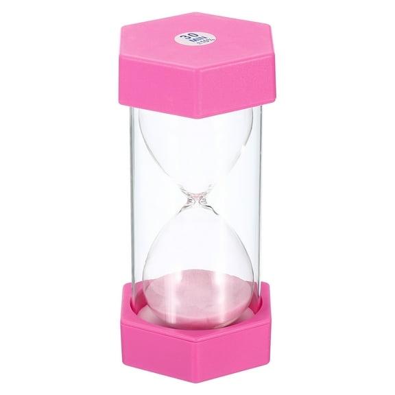 Uxcell 30 Min Sand Timer, Hexagon with Plastic Cover, Count Down Sand Clock Glass Pink