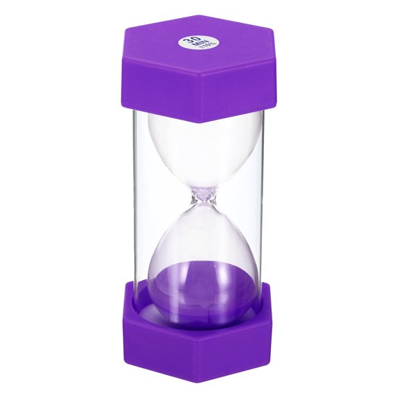 Uxcell 30 Min Sand Timer,Hexagon with Plastic Cover,Count Down Sand Clock Glass Purple