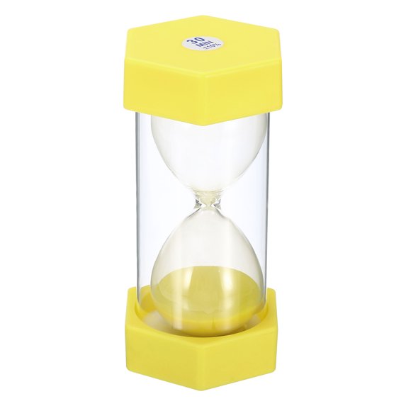 Uxcell 30 Min Sand Timer,Hexagon with Plastic Cover,Count Down Sand Clock Glass Yellow
