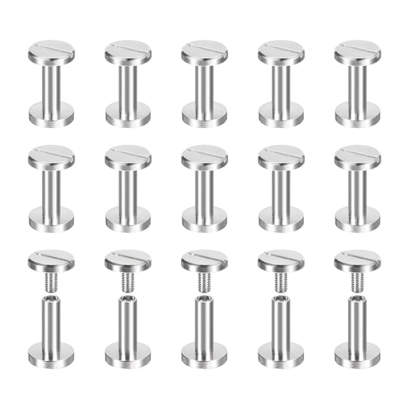 Uxcell 30 Pack 0.47" x 0.39" Brass Chicago Screws Silver Post Nail Stud Rivets for Craft