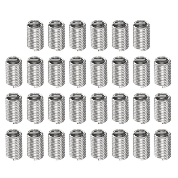 Uxcell 30 Pack 10# 32 UNF 3D 14.4mm 304 Stainless Steel Helical Wire Threaded Inserts