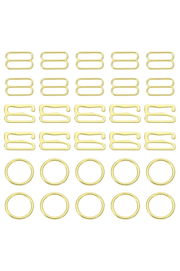 30 Pack 12mm Bra Strap Hooks, Alloy Adjustment Slide Bra Strap Clips, Gold
