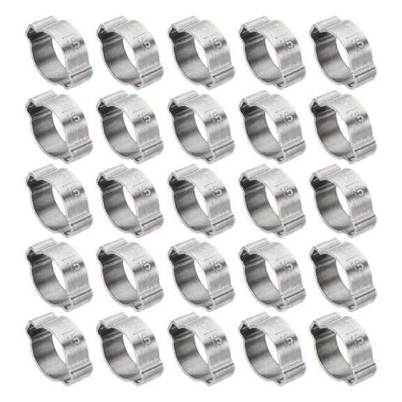 Uxcell 30 Pack 13-15mm Double Ear Hose Clamp, 304 Stainless Steel O Clip Crimp Rings