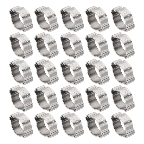 Uxcell 30 Pack 13-15mm Double Ear Hose Clamp, 304 Stainless Steel O Clip Crimp Rings