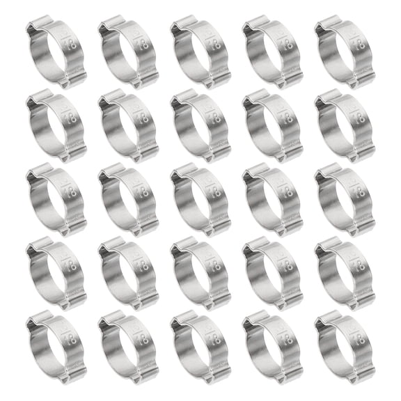 Uxcell 30 Pack 15-18mm Double Ear Hose Clamp, 304 Stainless Steel O Clip Crimp Rings
