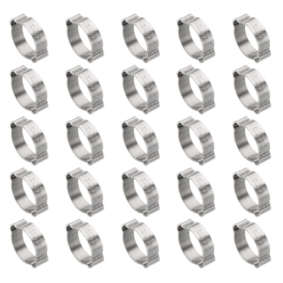 Uxcell 30 Pack 17-20mm Double Ear Hose Clamp, 304 Stainless Steel O Clip Crimp Rings