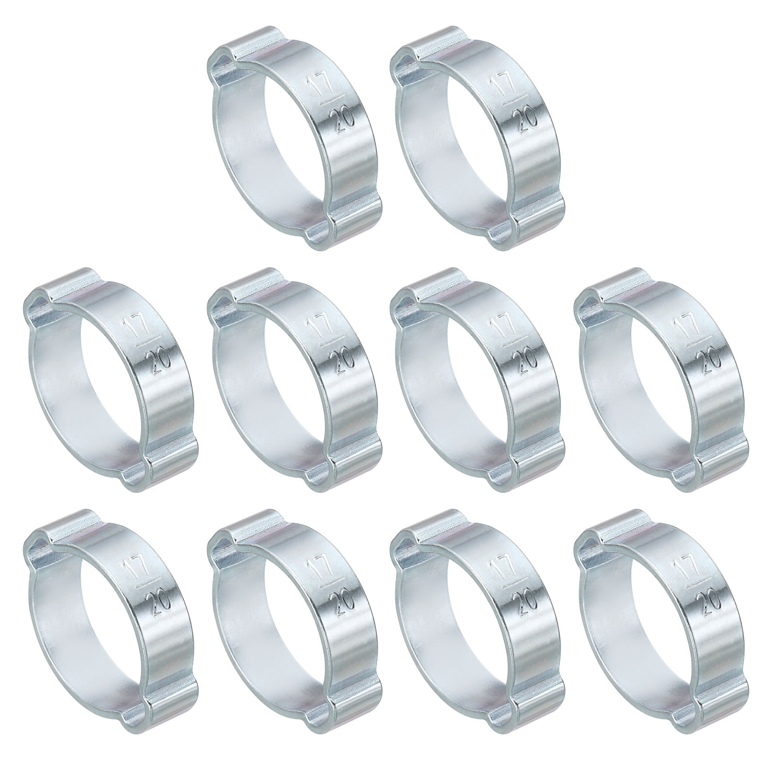 Uxcell 30 Pack 17-20mm Double Ear Hose Clamp, Galvanized Steel Crimp ...