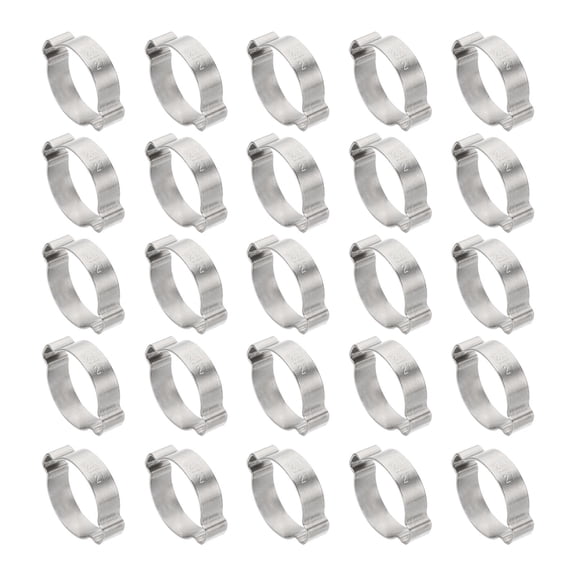 Uxcell 30 Pack 23-27mm Double Ear Hose Clamp, 304 Stainless Steel O Clip Crimp Rings