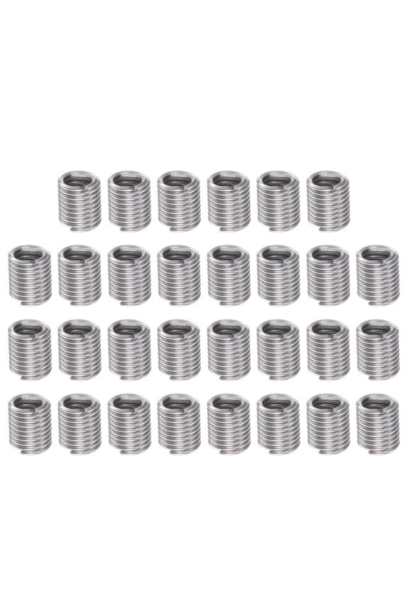 30 Pack 6# 32 UNC 2D 7mm 304 Stainless Steel Helical Wire Threaded Inserts