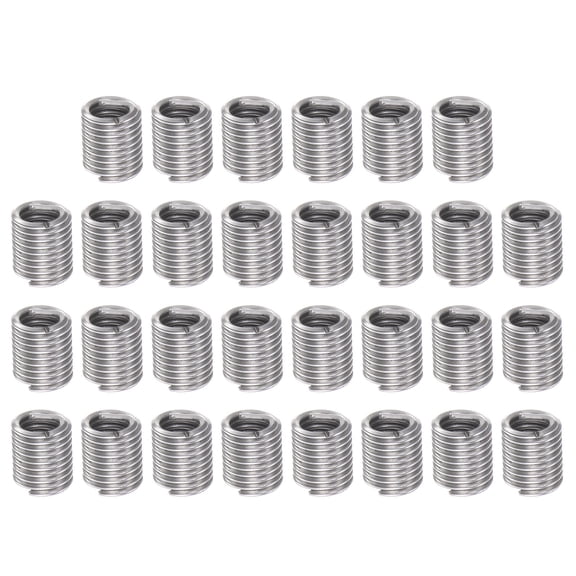 Uxcell 30 Pack 6# 32 UNC 2D 7mm 304 Stainless Steel Helical Wire Threaded Inserts
