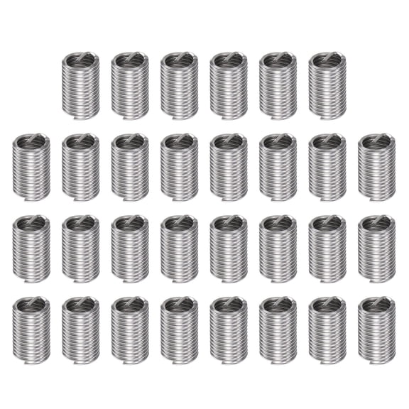 Uxcell 30 Pack 7/16 14 UNC 3D 33.3mm 304 Stainless Steel Helical Wire Threaded Inserts