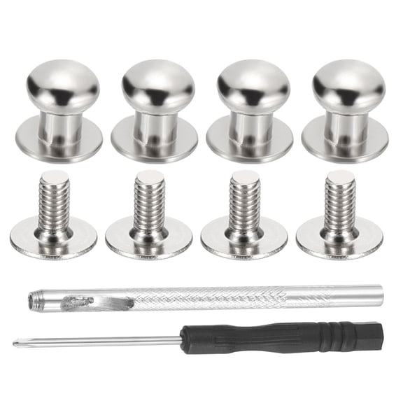 Uxcell 30 Pack 7*9*8mm Rivets for Leather Round Head Rivets Metal Button Spikes Silver