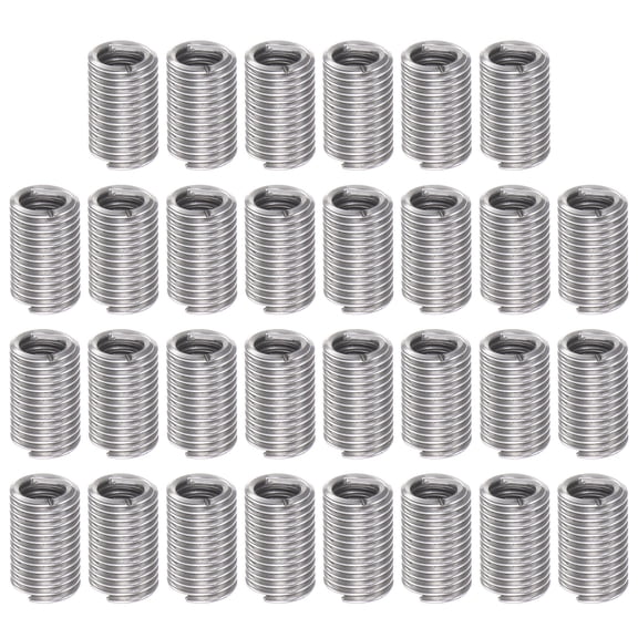 Uxcell 30 Pack 8# 32 UNC 3D 12.6mm 304 Stainless Steel Helical Wire Threaded Inserts