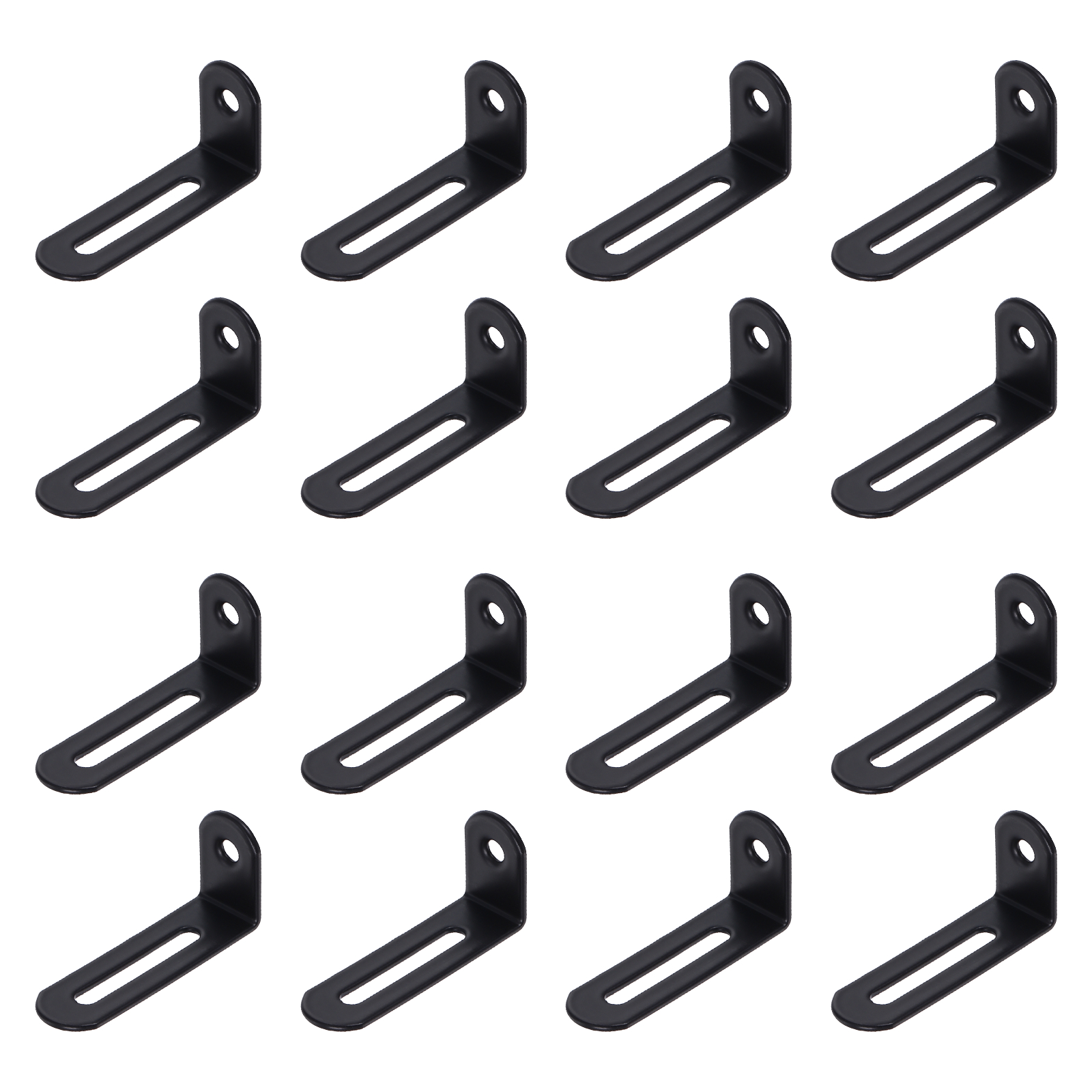 Uxcell 30 Pack Adjustable L-Shape Corner Brace, 0.9" x 2.1" x 0.6" Metal Slotted 90 Degree Right Angle Corner Shelf Bracket Support Brace, Black