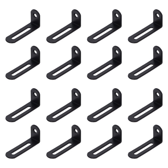 Uxcell 30 Pack Adjustable L-Shape Corner Brace, 0.9" x 2.1" x 0.6" Metal Slotted 90 Degree Right Angle Corner Shelf Bracket Support Brace, Black