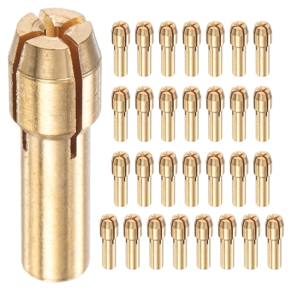 Uxcell 30-Pack Brass Drill Chuck, 1/25 Inch/ 1 mm Collets Set 4.2mm Shank Diameter for Rotary Tools [Golden]