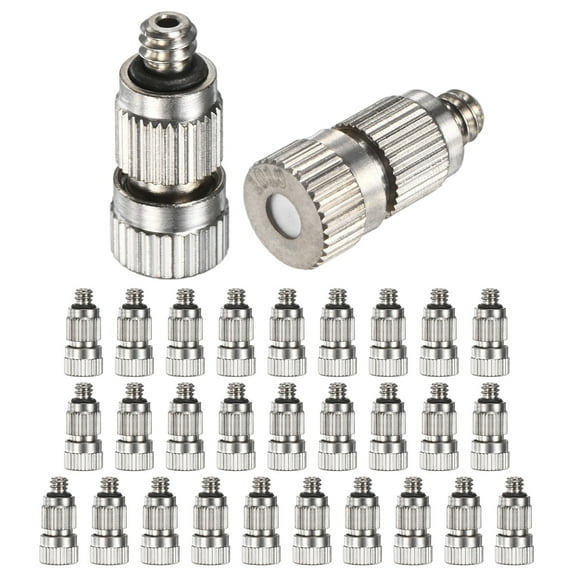 Uxcell 30-Pack Brass Misting Nozzles, 0.1mm Orifice Dia. Mister Nozzles Brass, High Pressure Spray Misting Nozzle Head