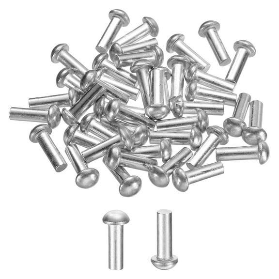 Uxcell 30 Pack Brazier Head Solid Aluminum Rivets, M4 Dia x 12mm Length Round Head Aluminum Boat Rivets for Repairing Boats, Machinery, Aircraft, Automobile Industry