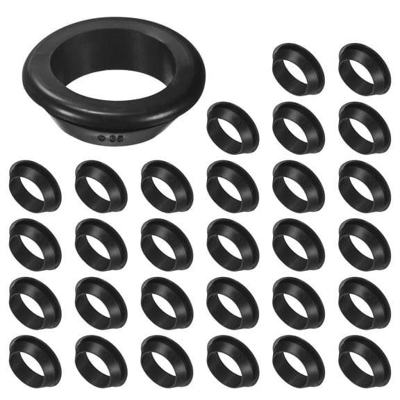 Uxcell 30-Pack Cable Railing Rubber Grommets, 35mm Drill Hole 30mm ID Eyelet Ring Gasket for Wiring, Wire Cable, Automotive [Black]