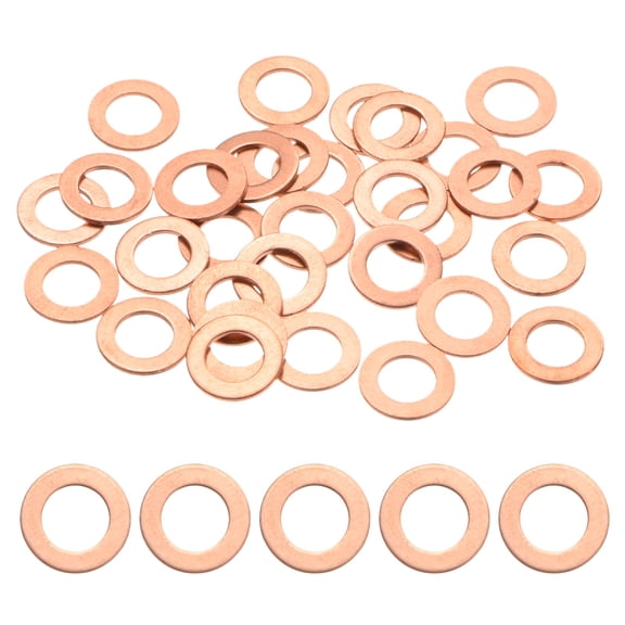 Uxcell 30-Pack Copper Washers, Metric M8x14x1mm Copper Sealing Washers for Bolts Screws Nuts for Automotive