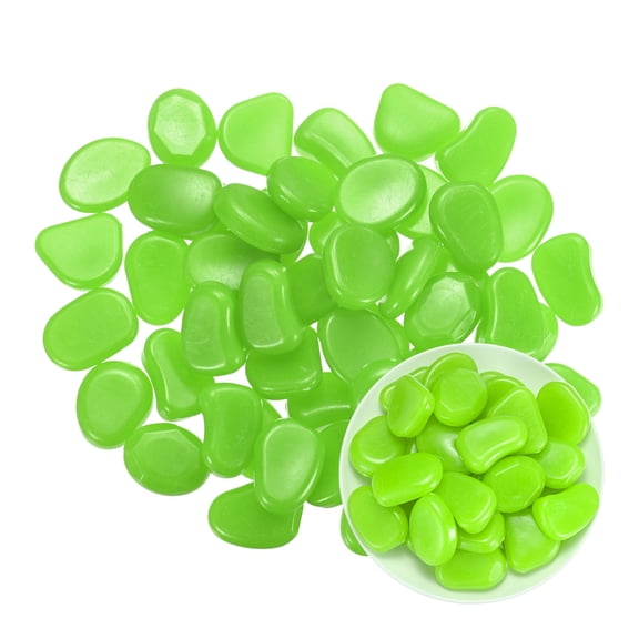 Uxcell 30-Pack Glow in the Dark Rocks, 1.77" Resin Outdoor Garden Decorations Luminous Pebbles Stones for Garden Plants/Aquarium/Backyard Path, Aquarium Gravel [Green]