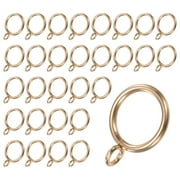 Uxcell 30 pack Gold Curtain Rings with Eyelet, Rustproof Metal Rings for Curtain Rods, 1 inch Interior Diameter Drapery Rings for Curtain Rods
