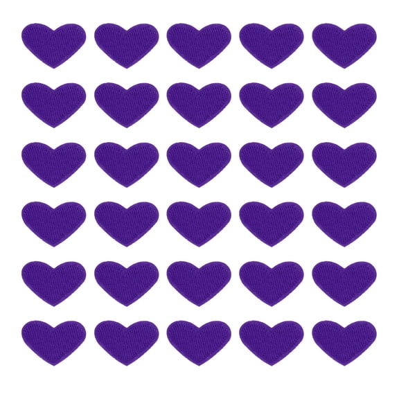 Uxcell 30 Pack Heart Iron on Patches, Embroidered Sew on Applique Patches, Dark Purple