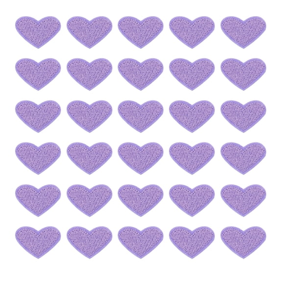 Uxcell 30 Pack Heart Iron on Patches, Embroidered Sew on Applique Patches, Light Purple