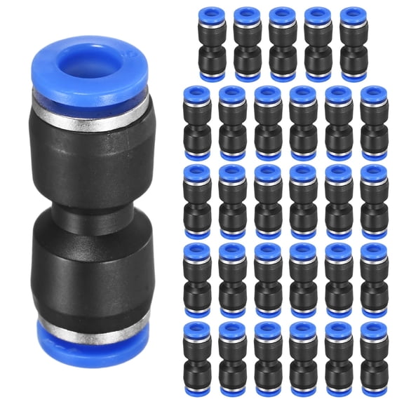Uxcell 30-Pack Inline Manifold Union Fitting, 2 Way 6mm(1/4") OD Plastic Pneumatic Push to Connect Tube Fittings