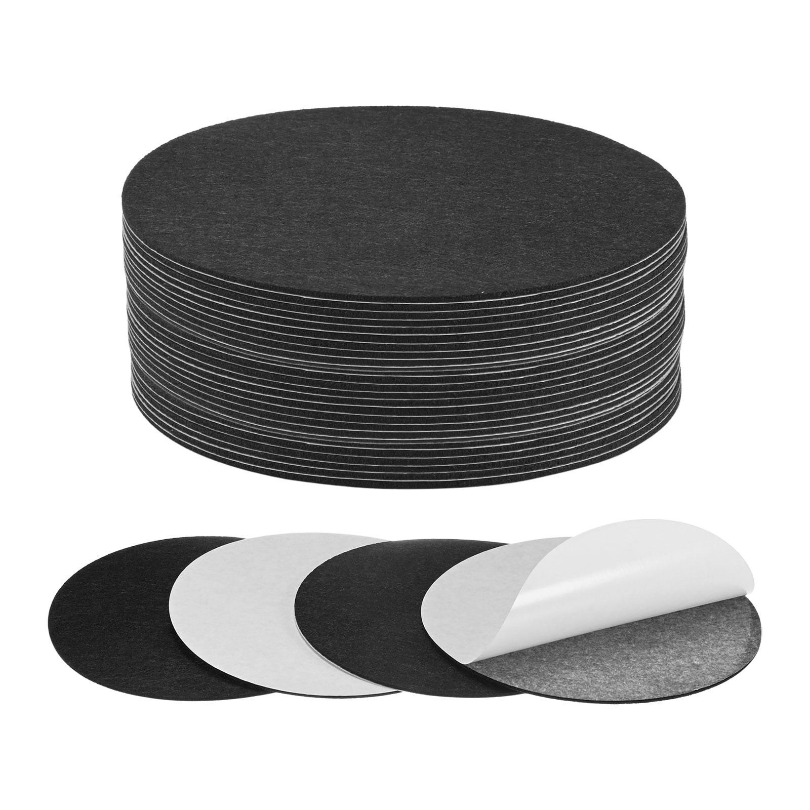 Uxcell 30-Pack Lamp Base Felt, 7 Inch Dia. 2mm Thick Self Adhesive Round Fabric Felt Pads for Lamp/Furniture/DIY [Black]
