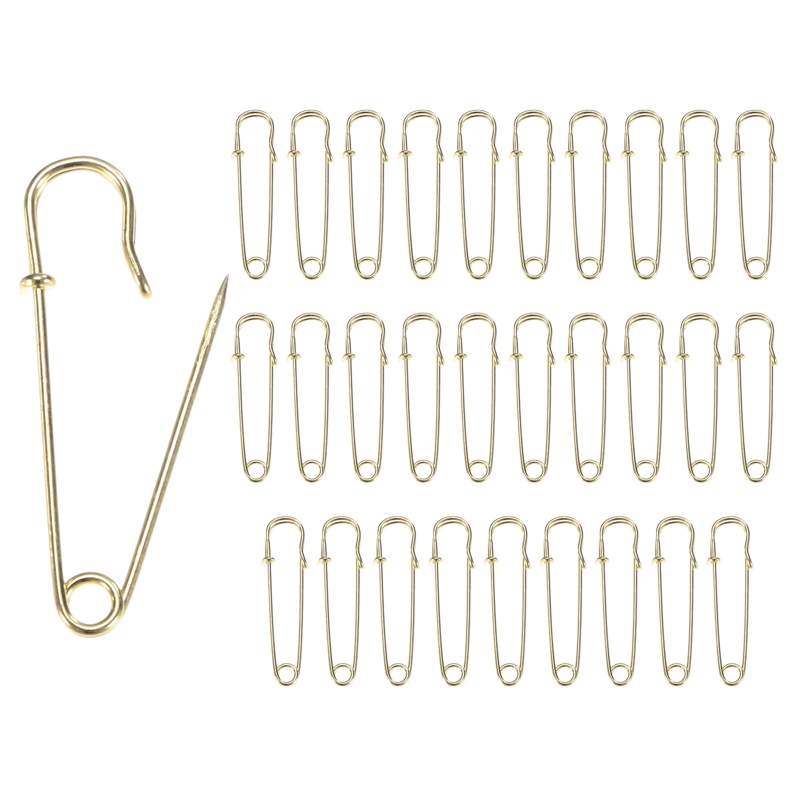 Large Safety Pins - 60 Pack, 2 Inch Spring Lock Pins For Blankets, Clothes, Crafts, And More