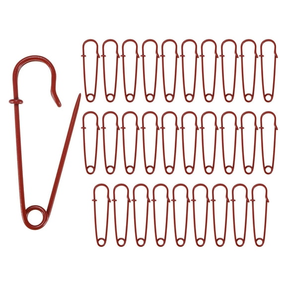 Uxcell 30-Pack Large Safety Pins, 2.5" Spring Lock Pins Blanket Bulk Pins for Fashion/Clothes/Sewing/Quilting/Upholstery/Laundry/DIY Craft/Decorative, Big Safety Pins [Red]