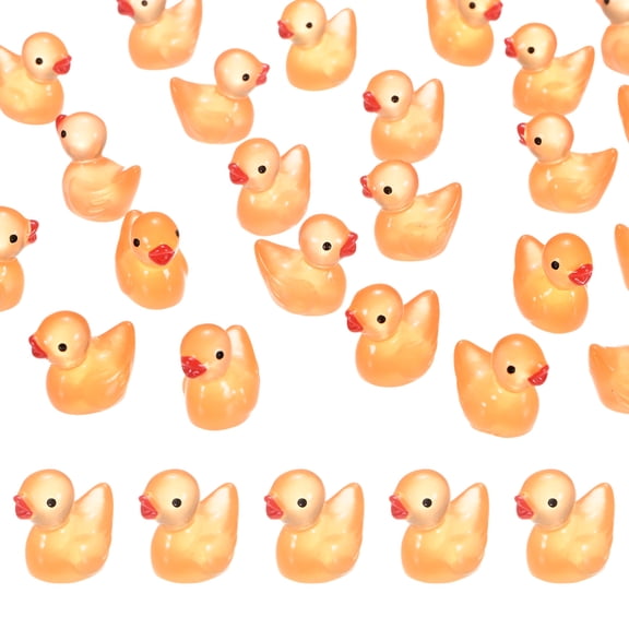 Uxcell 30-Pack Luminous Mini Resin Ducks, Glow in the Dark Tiny Duck for Fairy Garden/Micro Landscaping[Orange]