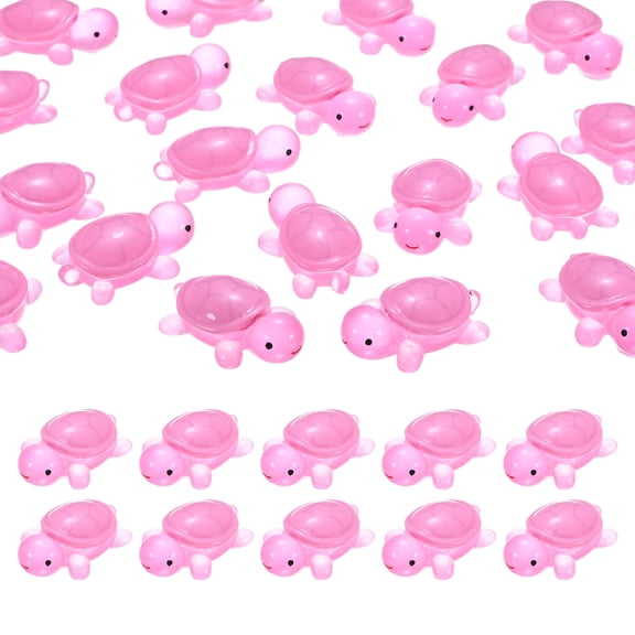 Uxcell 30-Pack Luminous Small Resin Turtles, 3.39" Glow in the Dark Tiny Sea Turtle for Fairy Garden/Micro Landscaping/Dollhouse, Cute Miniature Ocean Animal Figurine to Hide [Rose Red]