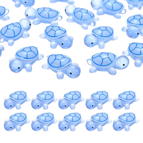 Uxcell 30-Pack Luminous Small Resin Turtles, 3.39" Glow in the Dark Tiny Sea Turtle for Fairy Garden/Micro Landscaping/Dollhouse, Cute Miniature Ocean Animal Figurine to Hide [Blue]
