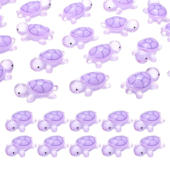 Uxcell 30-Pack Luminous Small Resin Turtles, 3.39" Glow in the Dark Tiny Sea Turtle for Fairy Garden/Micro Landscaping/Dollhouse, Cute Miniature Ocean Animal Figurine to Hide [Purple]