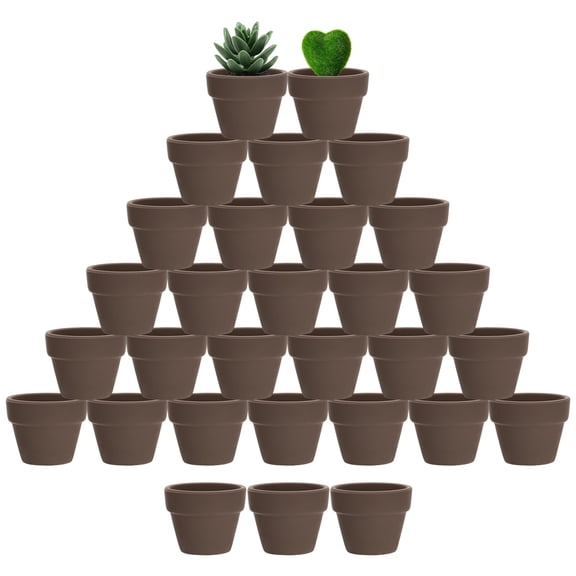 Uxcell 30-Pack Mini Terracotta Pots, 2" Ceramic Tiny Breathable Clay Planters with Drainage Holes [Dark Brown]