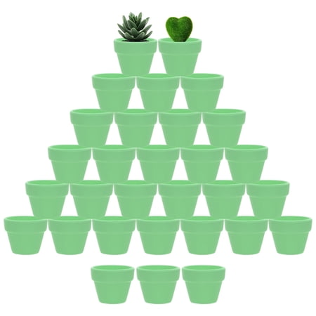 Uxcell 30-Pack Mini Terracotta Pots, 2" Ceramic Tiny Breathable Clay Planters with Drainage Holes [Mint Green]