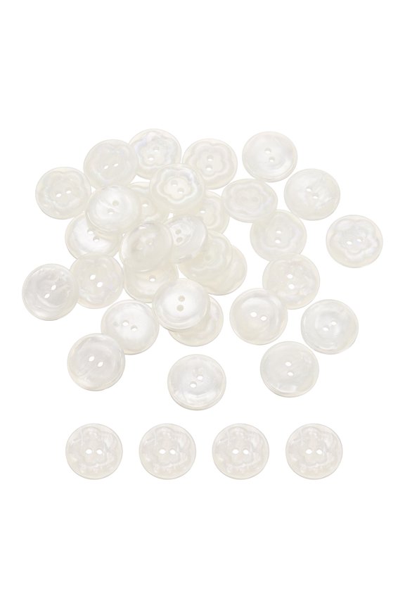30 Pack Resin Buttons, 13/16" (20mm) 2 Holes Sewing Craft Elegant Shirt Buttons for Sewing Blouse Coat Windbreaker Hat Doll Decoration DIY Crafts (Round, White)