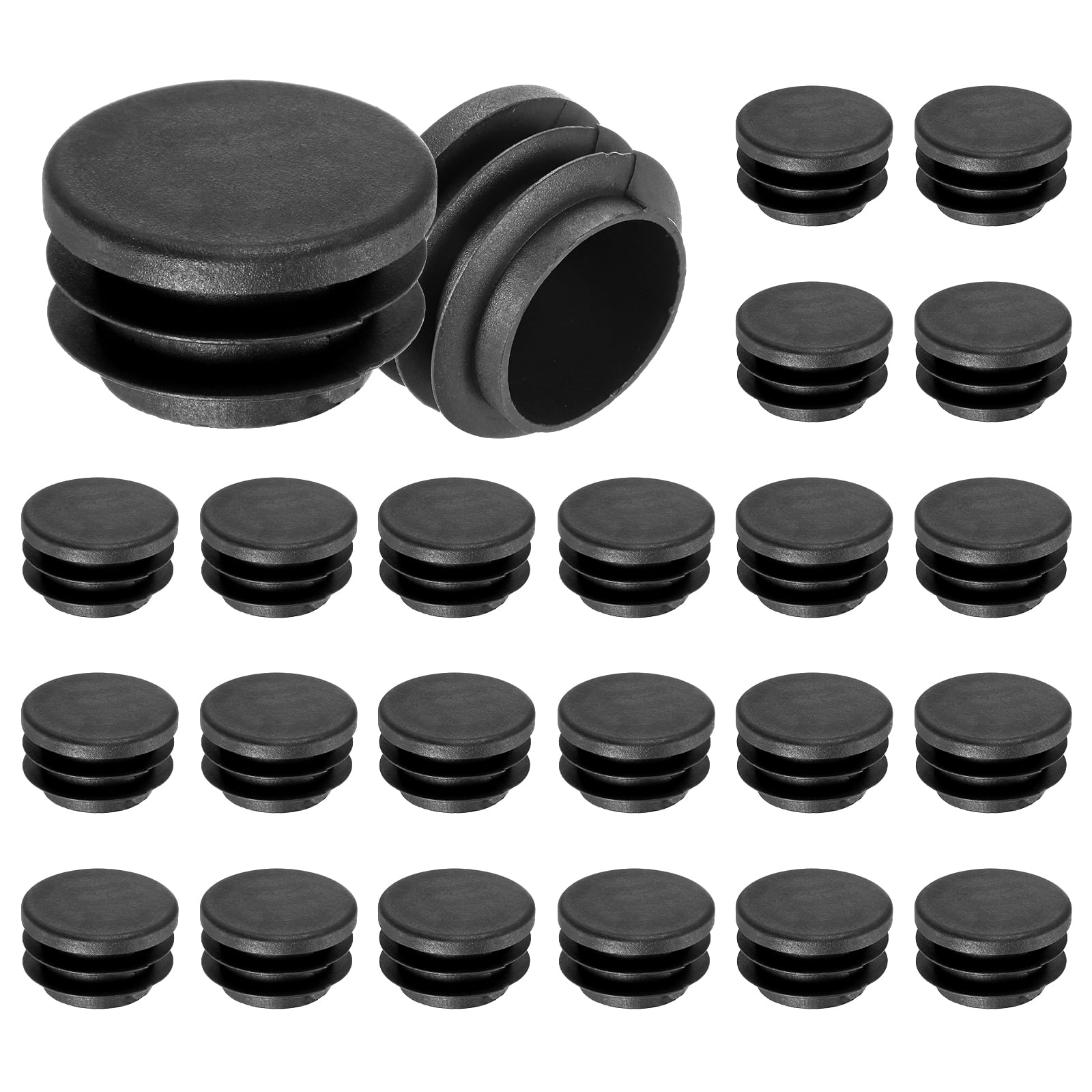 12 Pcs Round Plastic Plug Caps – 1-3/4 Inch Tubing End Caps, Chair Glide Inserts, Black Finishing Plugs