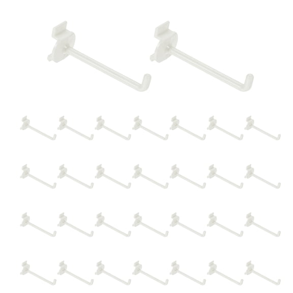 Uxcell 30 Pack Slat Wall Panel Hooks, 2.5 Inch Plastic Slat Wall Accessories Gridwall Hooks Shelves Hanging Accessories for Gridwall Tool Storage Wall Organization Shop Retail, White