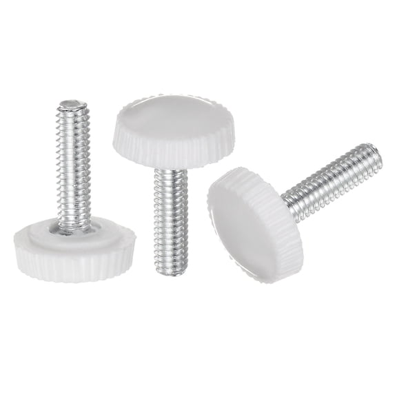 Uxcell 30 Packs M4 x 18mm Metric Male Thread Knurled Knobs Thumb Screw Clamping Knobs Grip White