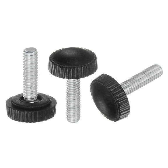 Uxcell 30 Packs M4 x 20mm Metric Male Thread Knurled Knobs Thumb Screw Clamping Knobs Grip Black