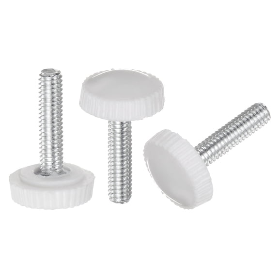 Uxcell 30 Packs M4 x 20mm Metric Male Thread Knurled Knobs Thumb Screw Clamping Knobs Grip White