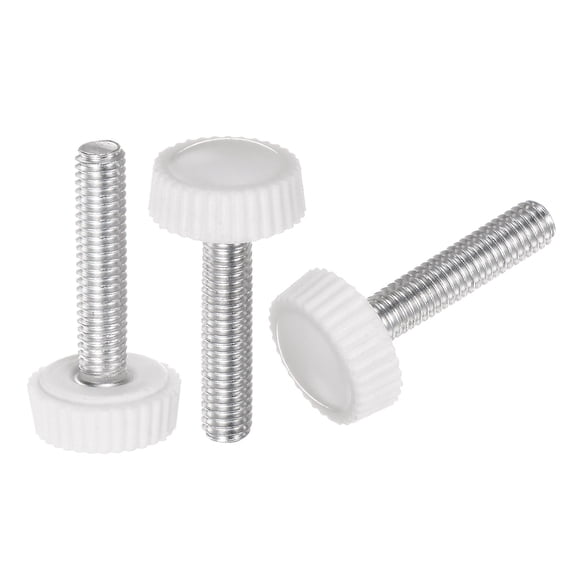 Uxcell 30 Packs M5 x 30mm Metric Male Thread Knurled Knobs Thumb Screw Clamping Knobs Grip White