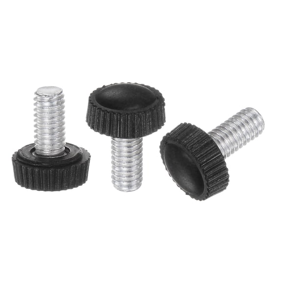 Uxcell 30 Packs M6 x 12mm Metric Male Thread Knurled Knobs Thumb Screw Clamping Knobs Grip Black