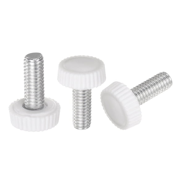 Uxcell 30 Packs M6 x 16mm Metric Male Thread Knurled Knobs Thumb Screw Clamping Knobs Grip White
