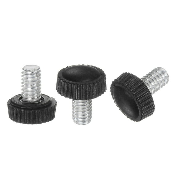 Uxcell 30 Packs M6 x 9mm Metric Male Thread Knurled Knobs Thumb Screw Clamping Knobs Grip Black