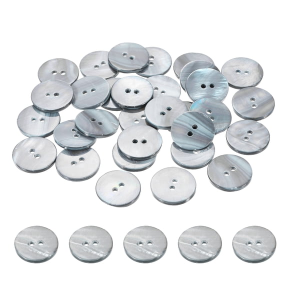 Uxcell 30 Pcs 18mm Mother of Pearl Buttons, 2 Holes MOP Natural Pearl Shell Buttons for Sewing Clothes Coat Suits Shirt DIY Craft Decoration, Gray