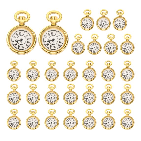 Uxcell 30 Pcs Alloy Watch Clock Charm Pendant, Gold Tone, 0.67 x 0.5 Inch